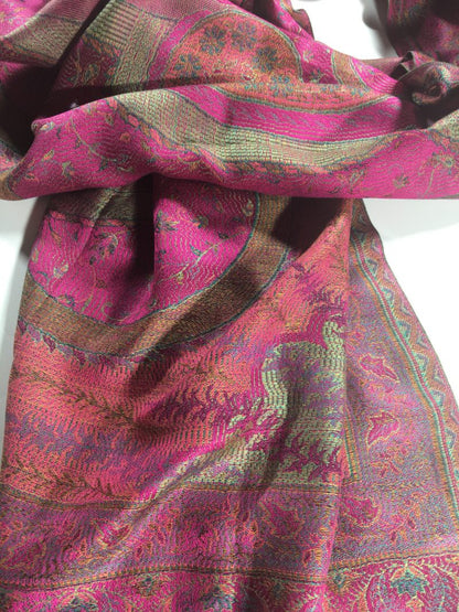 Fuchsia Jamawar Pashmina Scarf