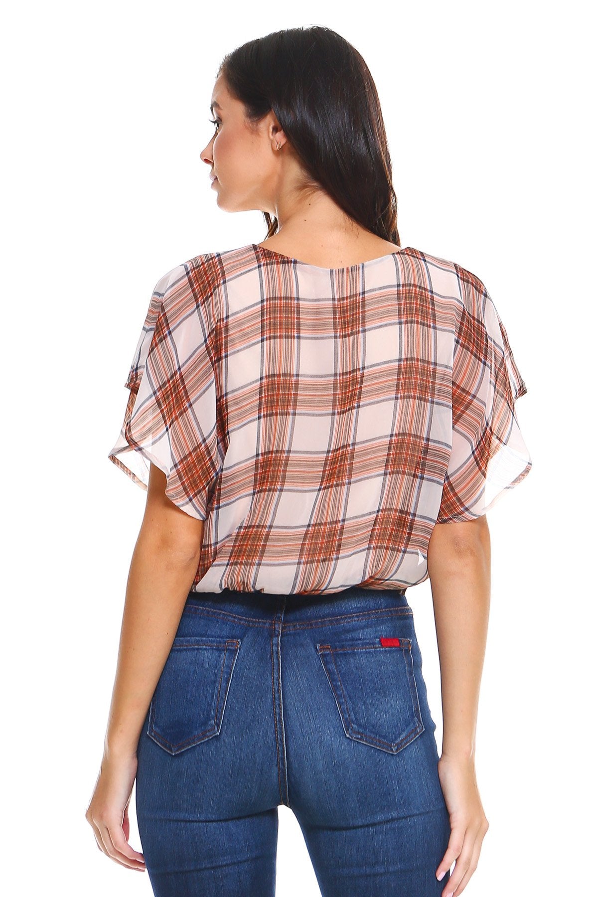 🌟 Enchanting Plaid Tie Back Blouse with a Hint of Whimsy 🎀