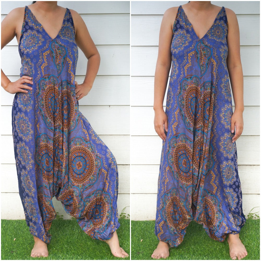 Blue Mandala Boho Hippie Jumpsuit