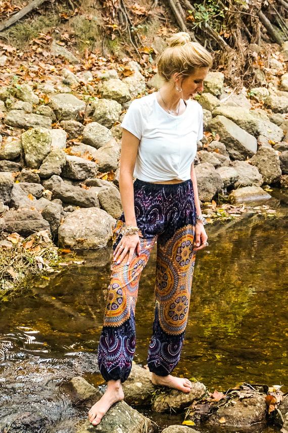 Purple PSYCHEDELIC Women Boho Pants Hippie Pants