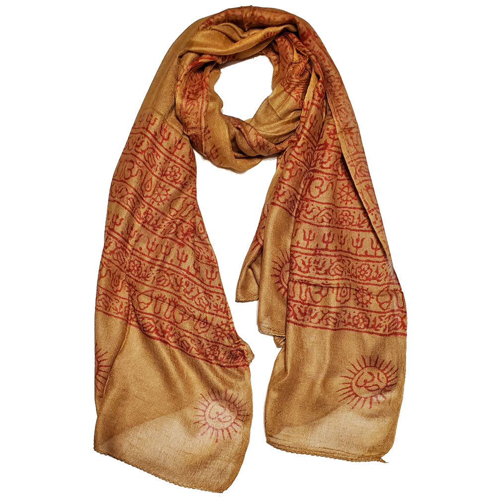 Enchanting Om & Asian Symbols Cotton Scarf 🌌